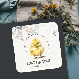 Kute Farm Chick Vattenfärgad Blommigt Babykläder Fyrkantigt Klistermärke