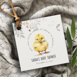 Kute Farm Chick Vattenfärgad Blommigt Babykläder Gåvor Etiketter