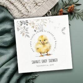 Kute Farm Chick Vattenfärgad Blommigt Babykläder Pappersservett