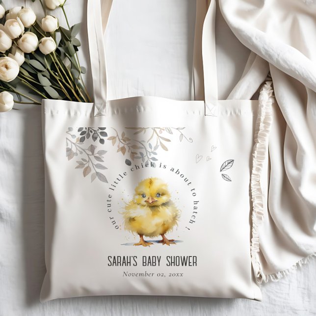 Kute Farm Chick Vattenfärgad Blommigt Babykläder Tygkasse (Skapare uppladdad)