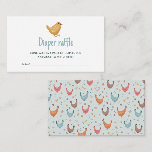 Kute Farm Chicken Baby Shower Diaper Raffle Tilläggskort (Fram/baksida)