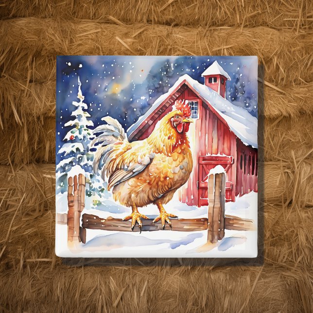 Kute Festive Chicken-jul Magnet (Skapare uppladdad)