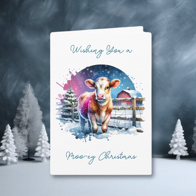 Kute Festive Cow Card Personlig jul Kort (Skapare uppladdad)