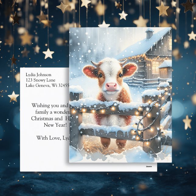 Kute Festive Cow Card Personlig jul Vykort (Skapare uppladdad)