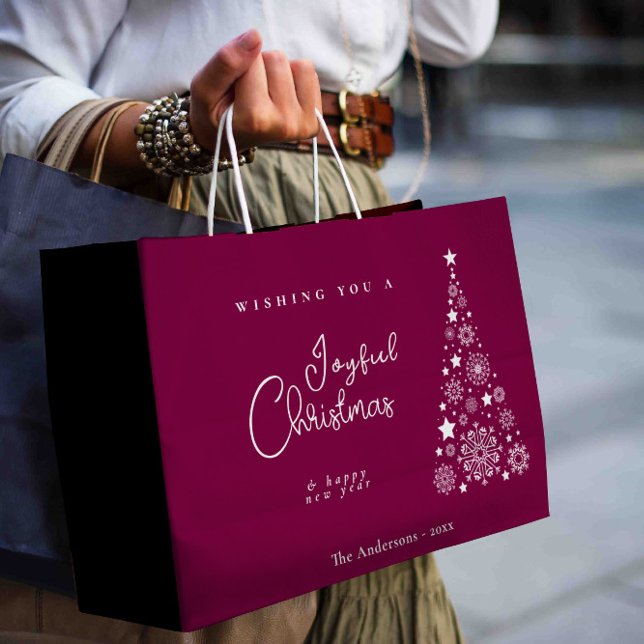 Kute Festive Magenta-jul (Cute Festive Magenta Christmas Large Gift Bag)