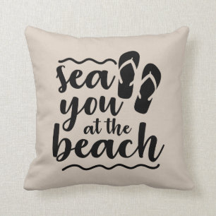 Kute flip flop sea du vid stranden ord art kudde