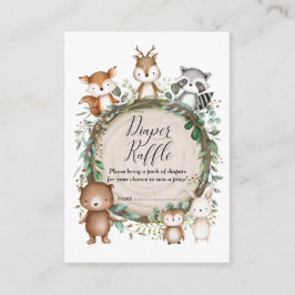 Kute Forest Woodland Animal Greenery Diaper Raffle Tilläggskort