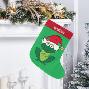 Kute Frog Anpassningsbar Kids Stor Julstrumpa