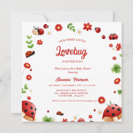 Kute Garden Little ladybug babyduschinbjudan Inbjudningar