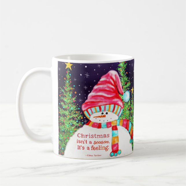 Kute Girly Snögubbe julinspirio Kaffemugg (Vänster)