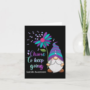 Kute Gnome Flower Suicide Prevention Awareness Mon Kort