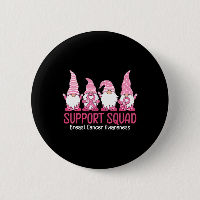 Kute Gnome Support Squad Breast Cancer Awareness Knapp (Framsida)