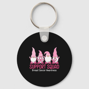 Kute Gnome Support Squad Breast Cancer Awareness Nyckelring