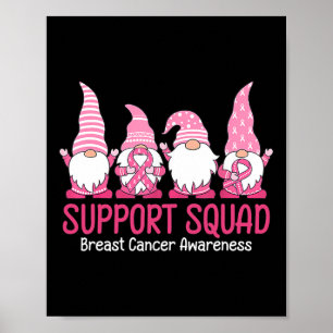 Kute Gnome Support Squad Breast Cancer Awareness Poster