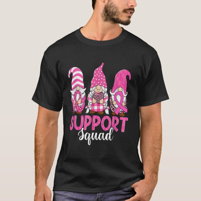 Kute Gnome Support Squad Breast Cancer Awareness T Shirt (Framsida)