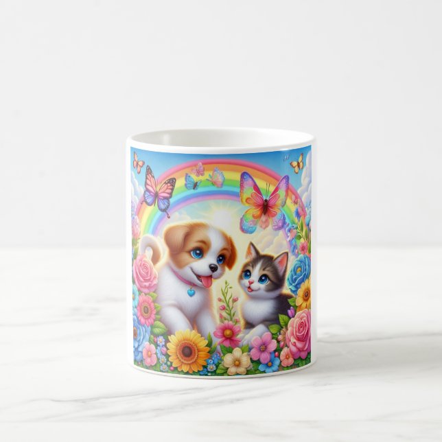 Kute/grumlig/kattungig regnbåge kaffemugg (Center)