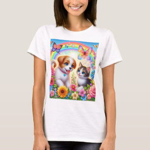 Kute/grumlig/kattungig regnbåge t shirt