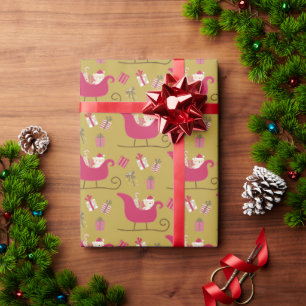 Kute Guld och Red Santa Sleigh Kids jul Presentpapper