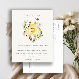 Kute Gult Leafy Foliage Clothes Baby Shower Vykort