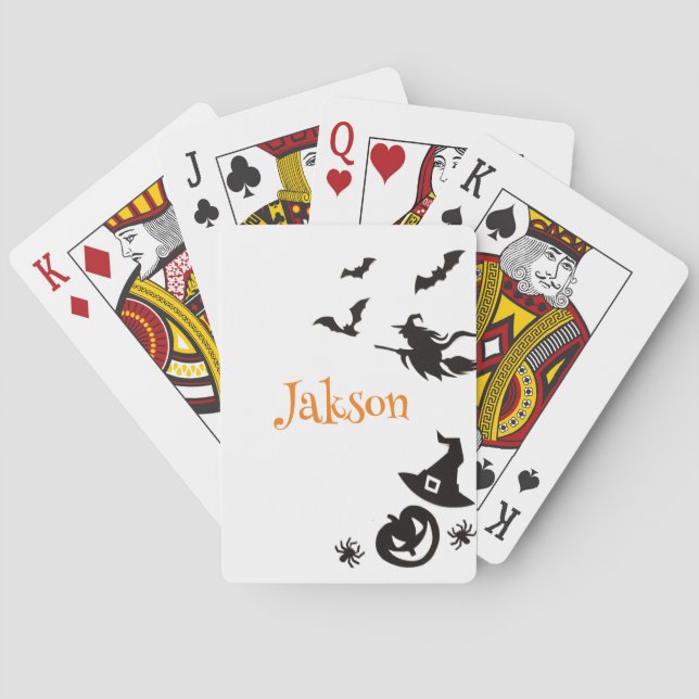 Kute Halloween-anpassade namnbokkort - Spooky Casinokort (Baksidan)
