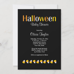 Kute Halloween-Candy corn-inbjudningar för babysko Inbjudningar