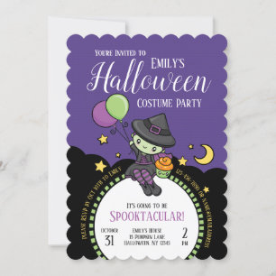 Kute Halloween Witch Inbjudningar