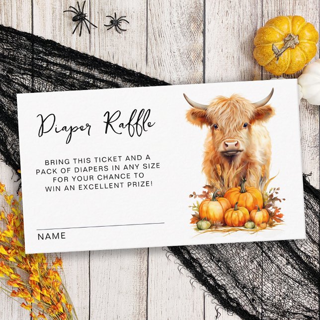 Kute Highland Cow Autumn Shower Diaper Raffle Tilläggskort (Skapare uppladdad)