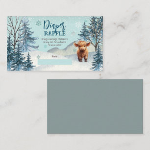 Kute Highland Cow Winter Baby Shower Diaper Raffle Tilläggskort