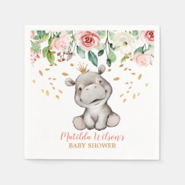 Kute Hippo Baby Shower Napkins Pappersservett