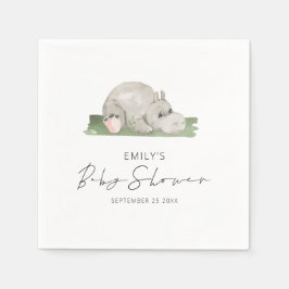 Kute Hippo Baby Shower Napkins Pappersservett