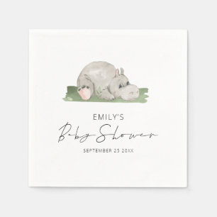 Kute Hippo Baby Shower Napkins Pappersservett