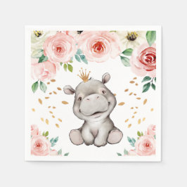 Kute Hippo Baby Shower Napkins Pappersservett