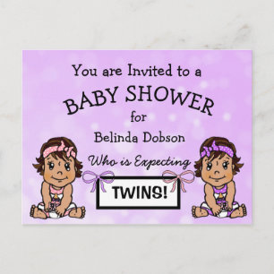 Kute HIspanic Twin Girls Baby Shower-inbjudningar Vykort