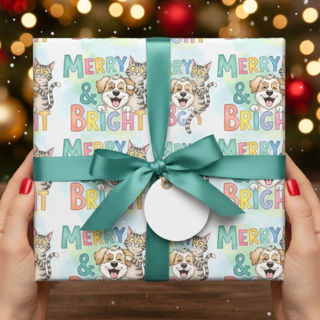 Kute Hund och kattMerry och ljus Presentpapper (Skapare uppladdad)