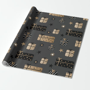Kute Jul Black/Guld/White Mönster Presentpapper