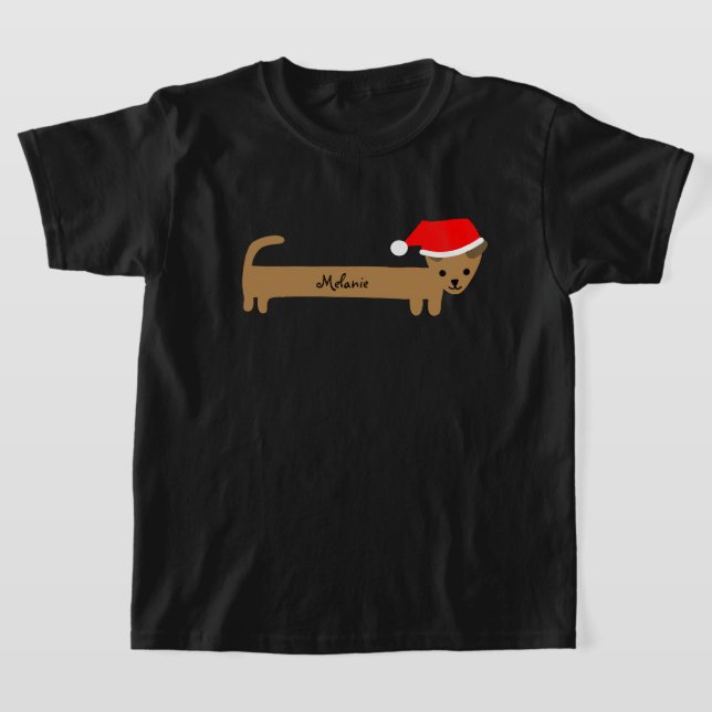 Kute Jul Dachshund - anpassade namnsökare T Shirt (Laydown)