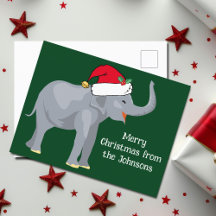 Kute Jul-elefant i Jultomten Hat-Grönten