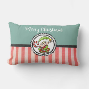 Kute Jul Elf med Candy cane God jul Lumbarkudde