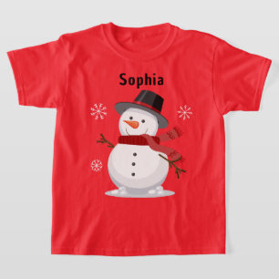 Kute Jul Festive Snö man Anpassningsbar girl namn T Shirt