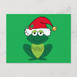 Kute Jul Frog i Jultomten Hat Vykort
