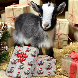 Kute Jul Goat Pygmy Kid Blommigt Utandning liten Presentpapper