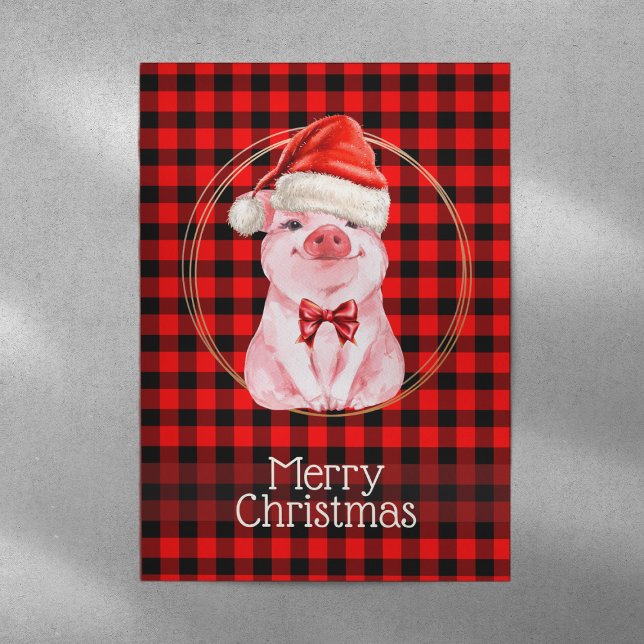 Kute jul Gris med Buffalo Pput Red Funny Julkort (Skapare uppladdad)
