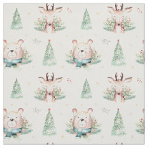 Kute Jul-Helgdag Träd Woodland Bear & Hjort