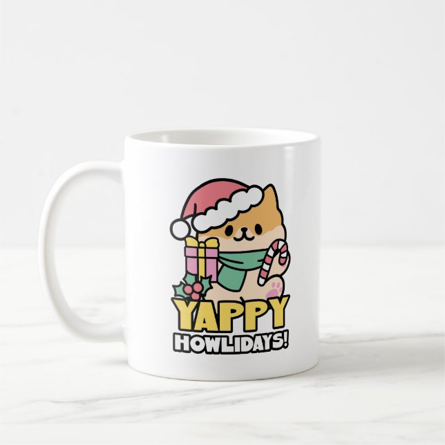 Kute Jul-Hund - Yappy Howlidays Kaffemugg (Vänster)