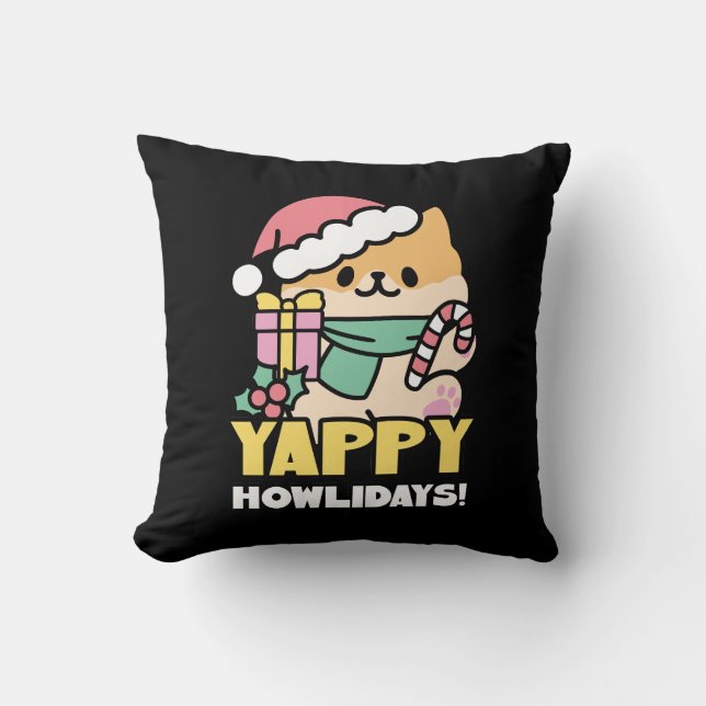 Kute Jul-Hund - Yappy Howlidays Kudde (Framsida)