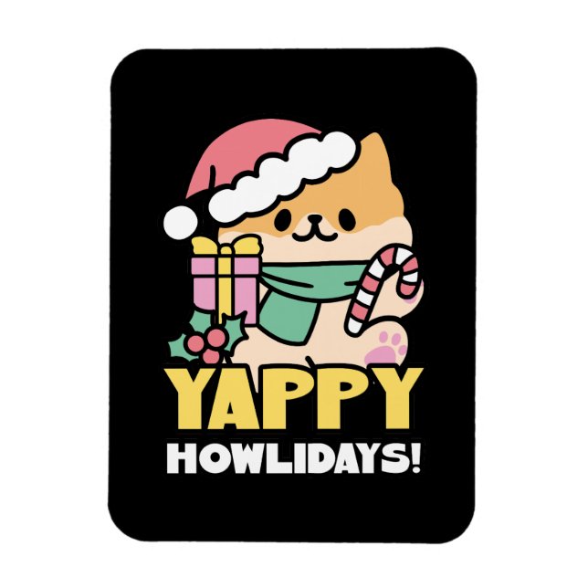 Kute Jul-Hund - Yappy Howlidays Magnet (Vertikal)