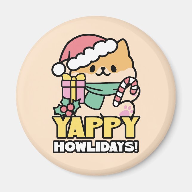 Kute Jul-Hund - Yappy Howlidays Magnet (Framsidan)