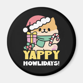 Kute Jul-Hund - Yappy Howlidays Magnet