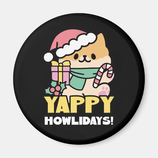 Kute Jul-Hund - Yappy Howlidays Magnet (Framsidan)