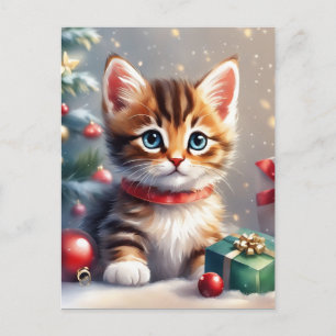 Kute Jul Kitten Blank jul Helg Vykort